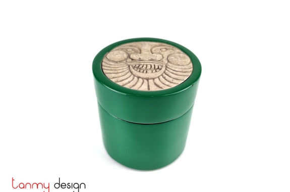 Green cylinder box with stone lid / Large size 